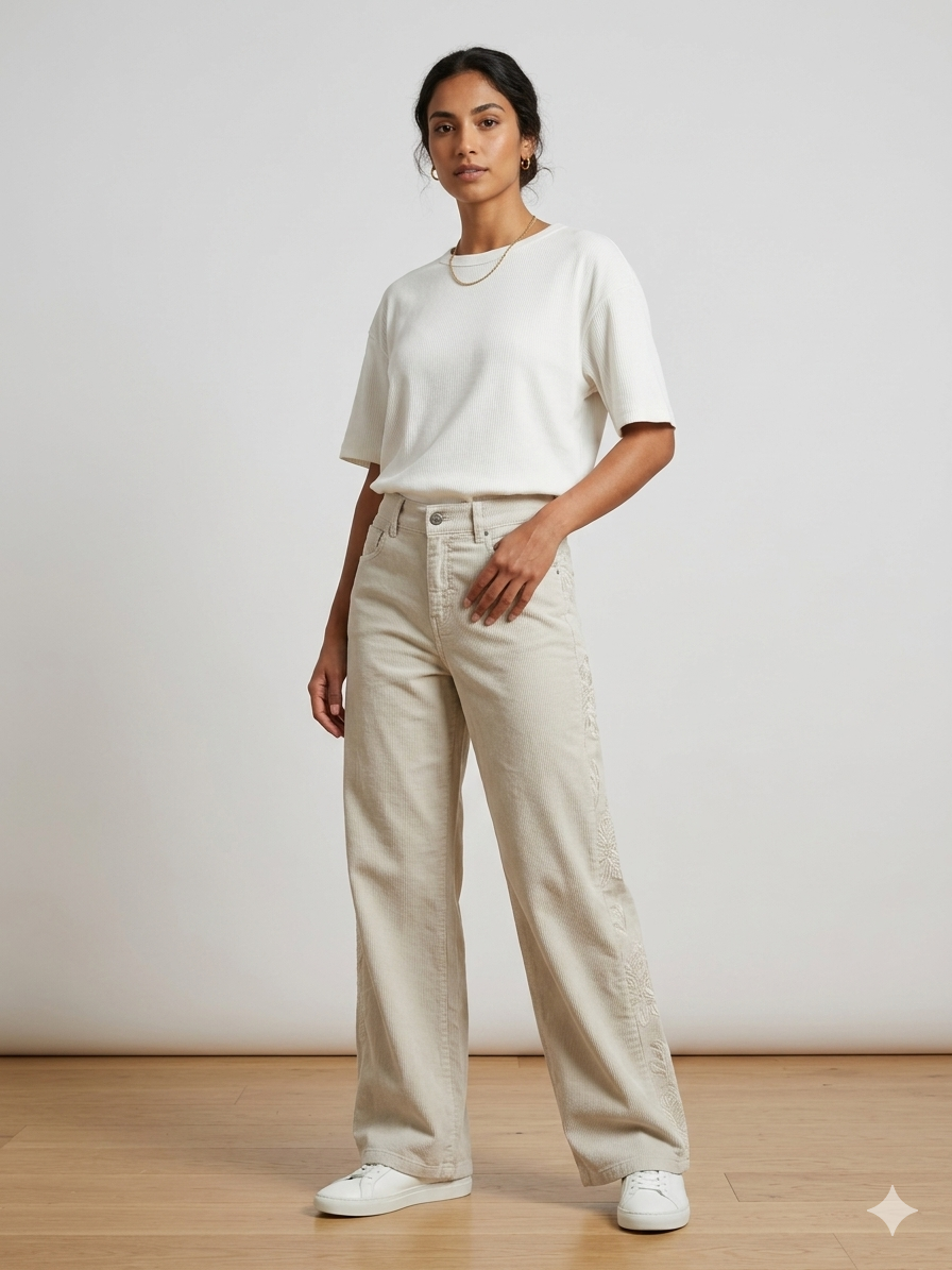 Jeans Wide Leg Ricamati per un Look Bohemien