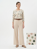 Blusa a Pois Pastello con Pantaloni Palazzo Neutri