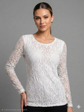 Maglia in pizzo traforato a maniche lunghe