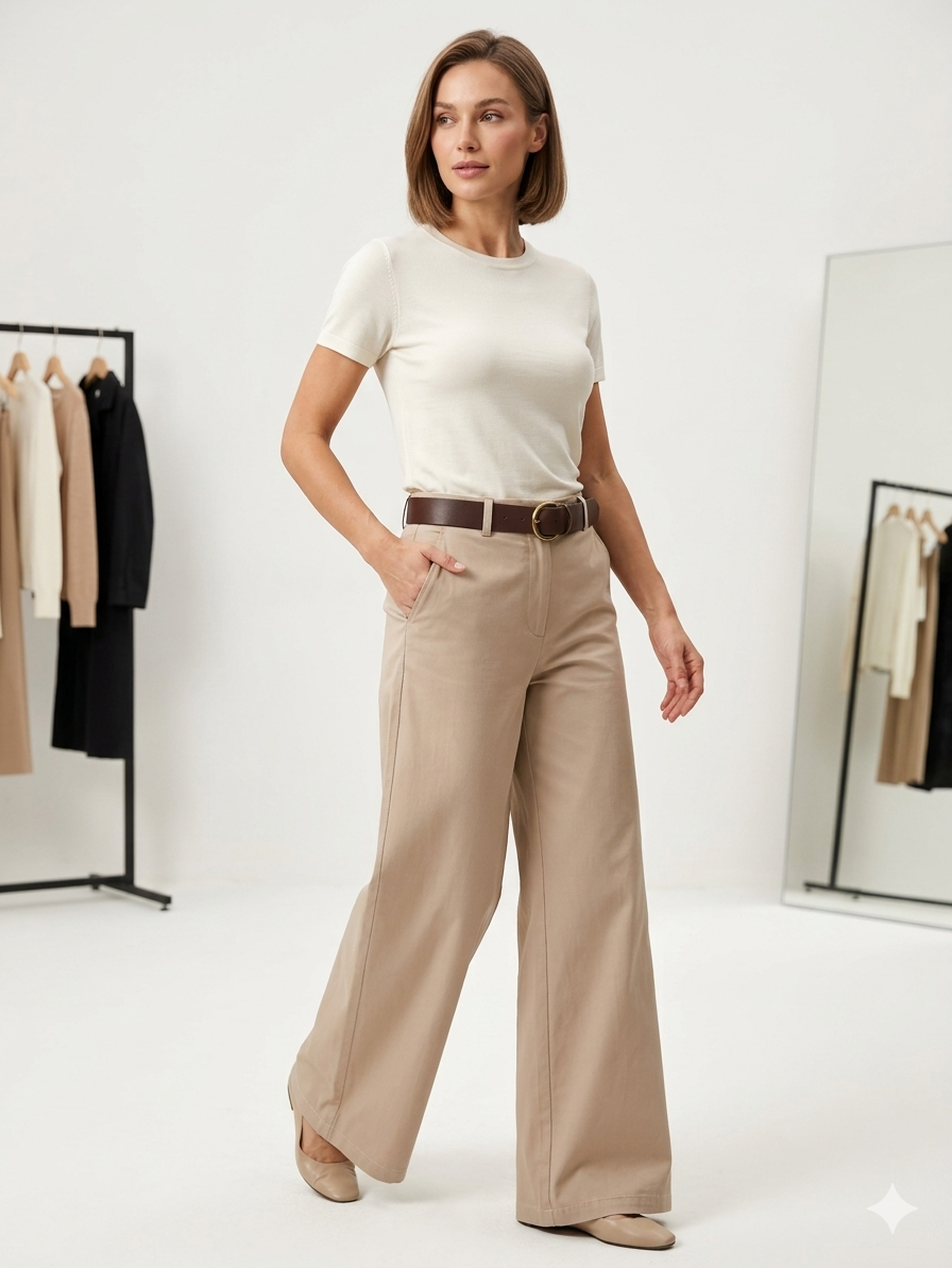 Pantaloni estivi a vita alta con cintura inclusa