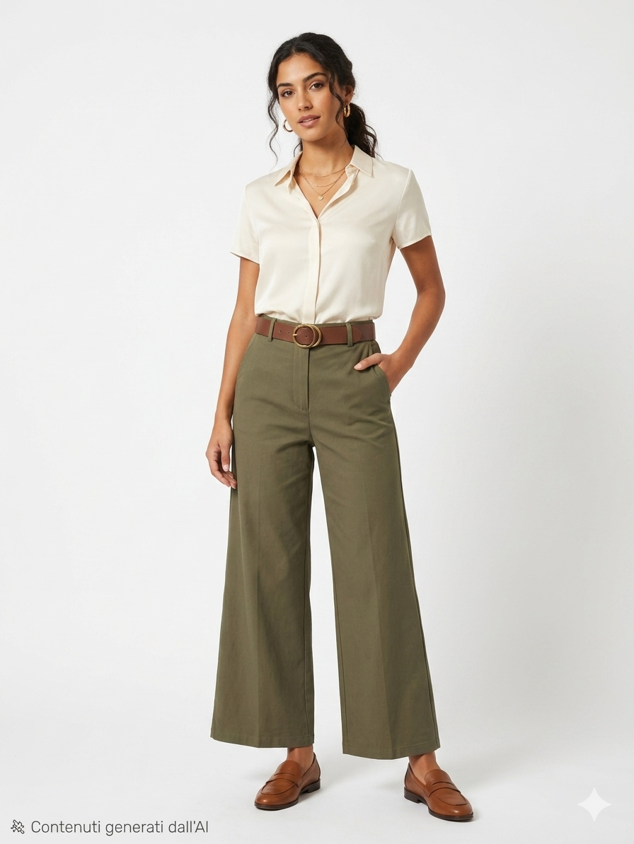 Pantaloni estivi a vita alta con cintura inclusa