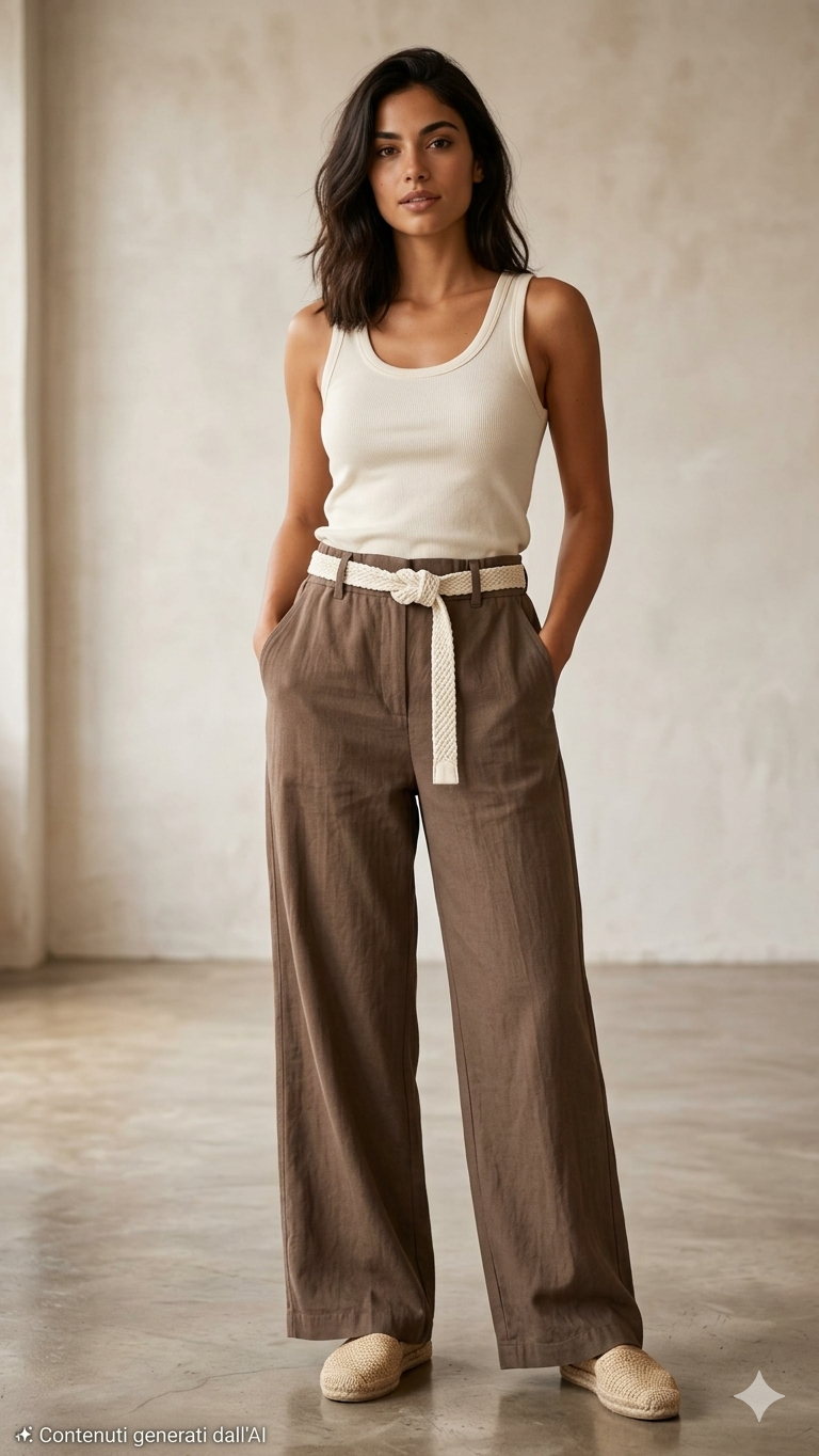 Pantaloni Casual Chic con Dettaglio Cintura