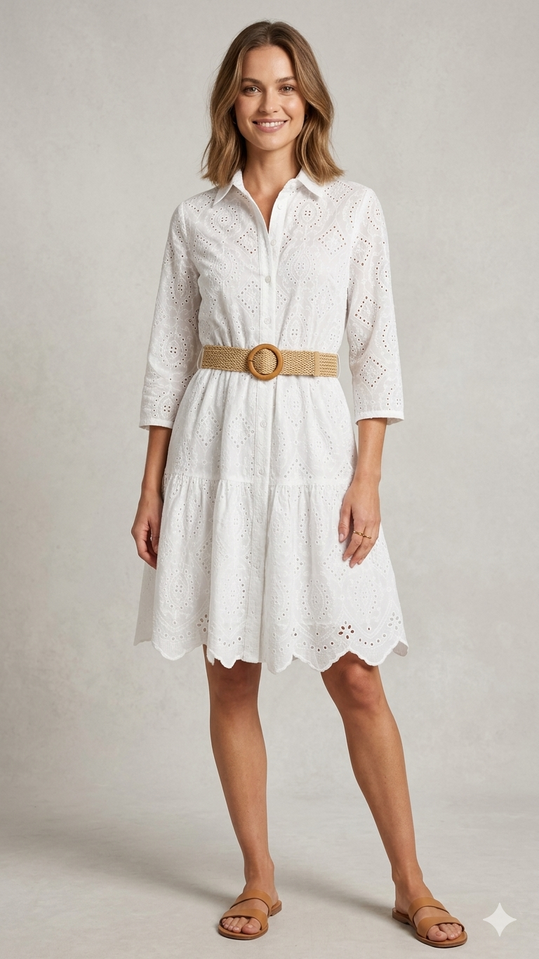 Look Estivo Perfetto: Mini Abito Sangallo con Cintura
