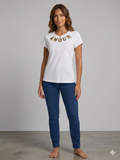 T-shirt Donna , Bianca con Scritta Amour Glitter Cuore