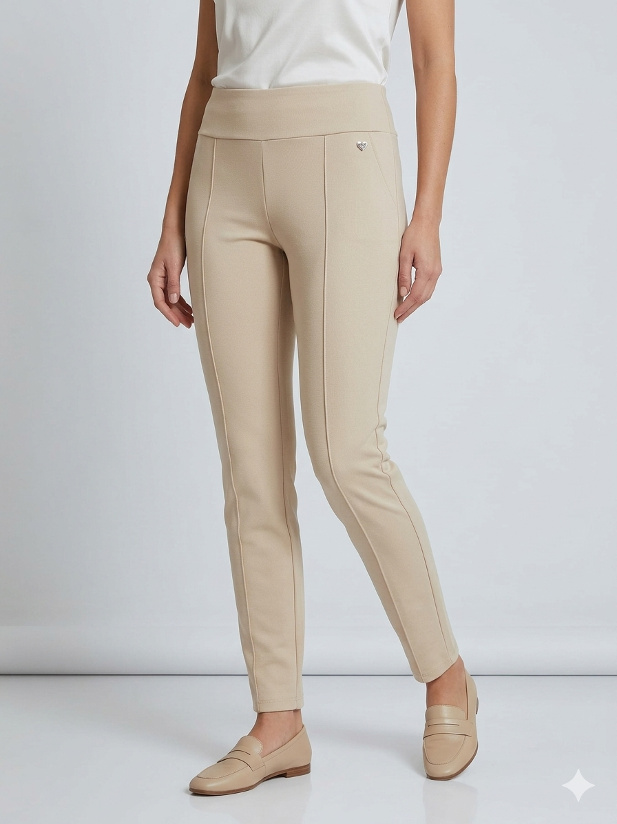 Pantaloni Slim Fit Beige da Donna
