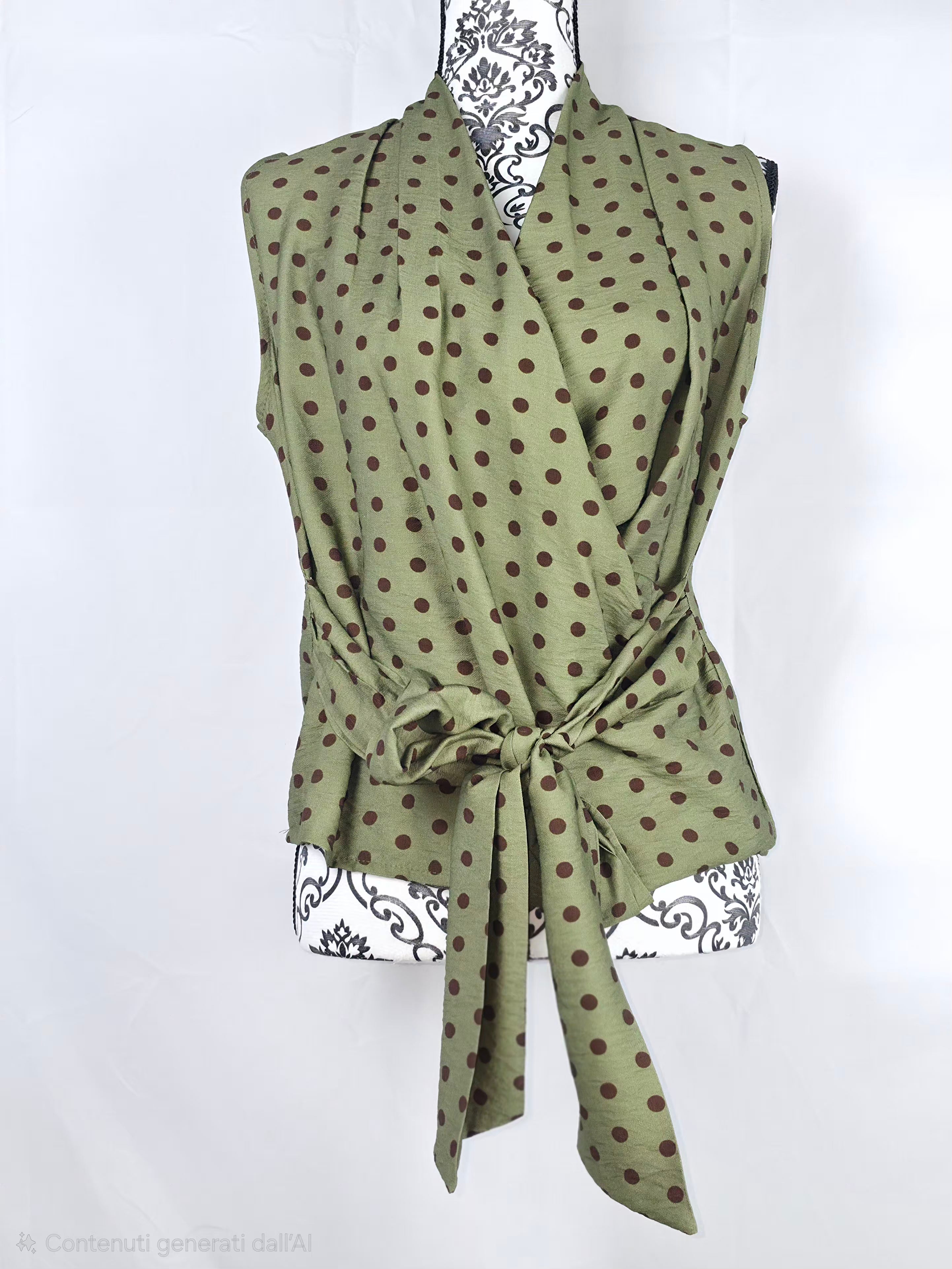 Completo svasato verde con cintura a fiocco