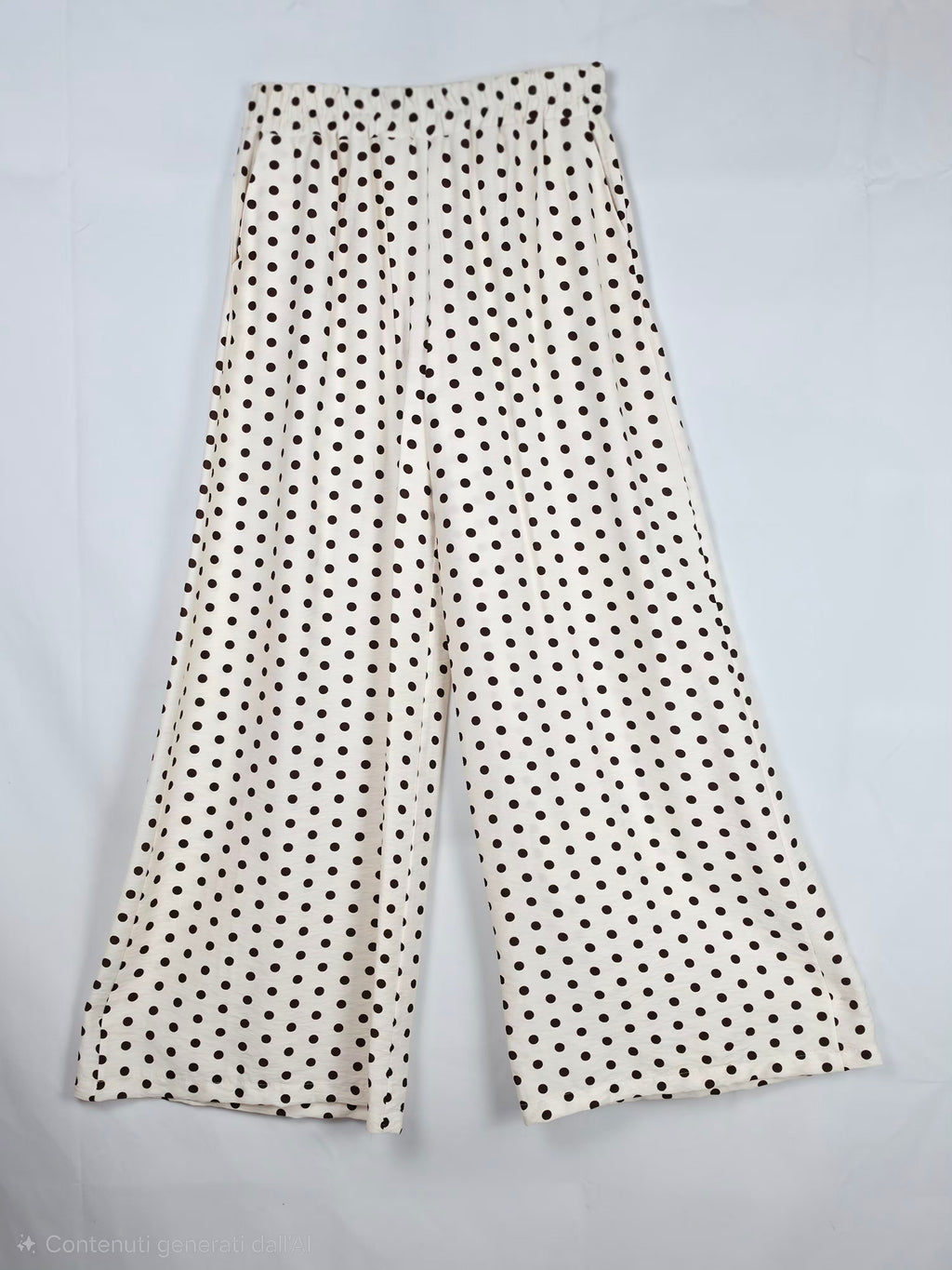 Completo a Pois in Satin – Top Annodato e Pantaloni Palazzo