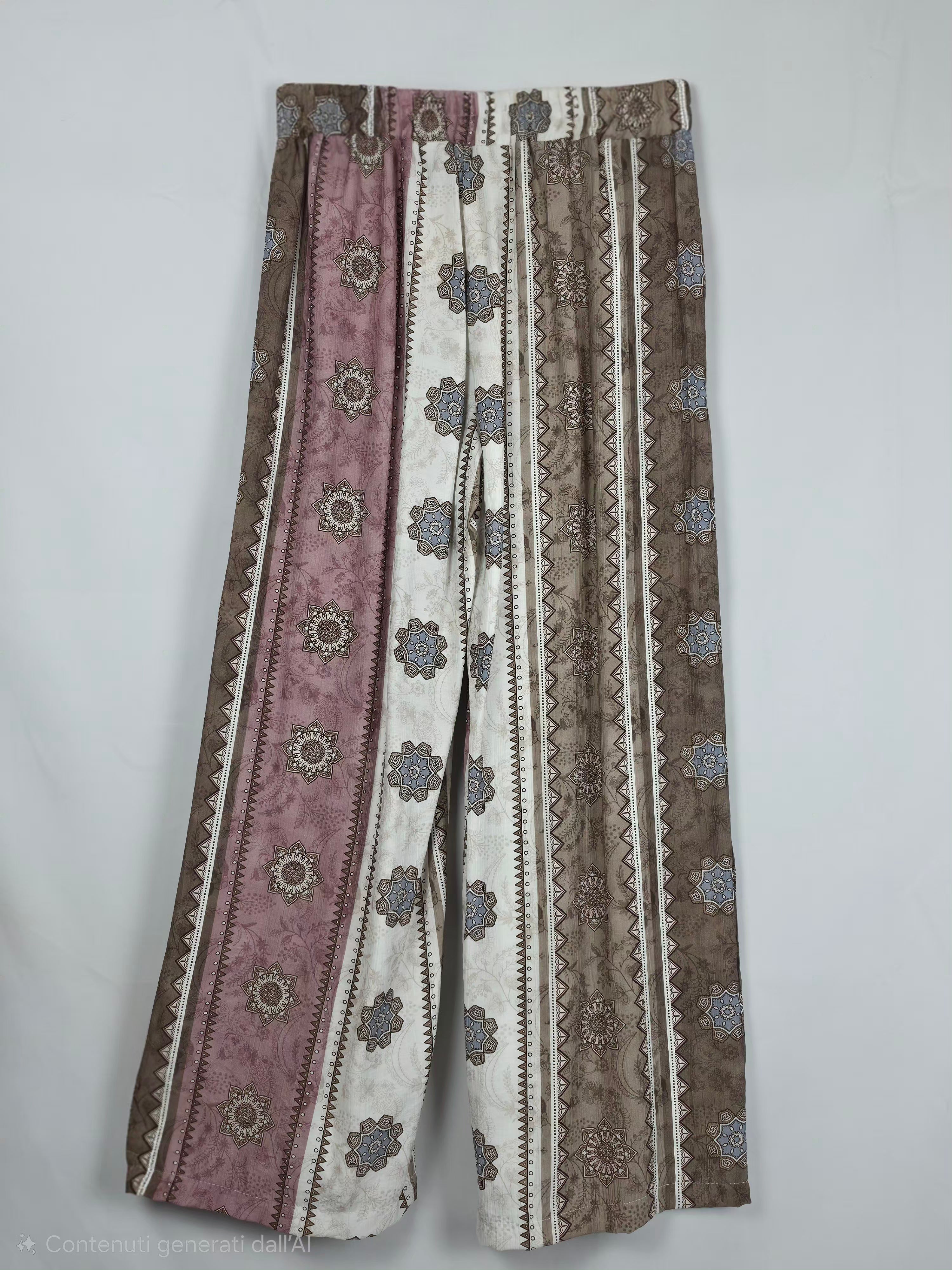 Pantaloni Palazzo Boho a Fantasia Etnica Patchwork