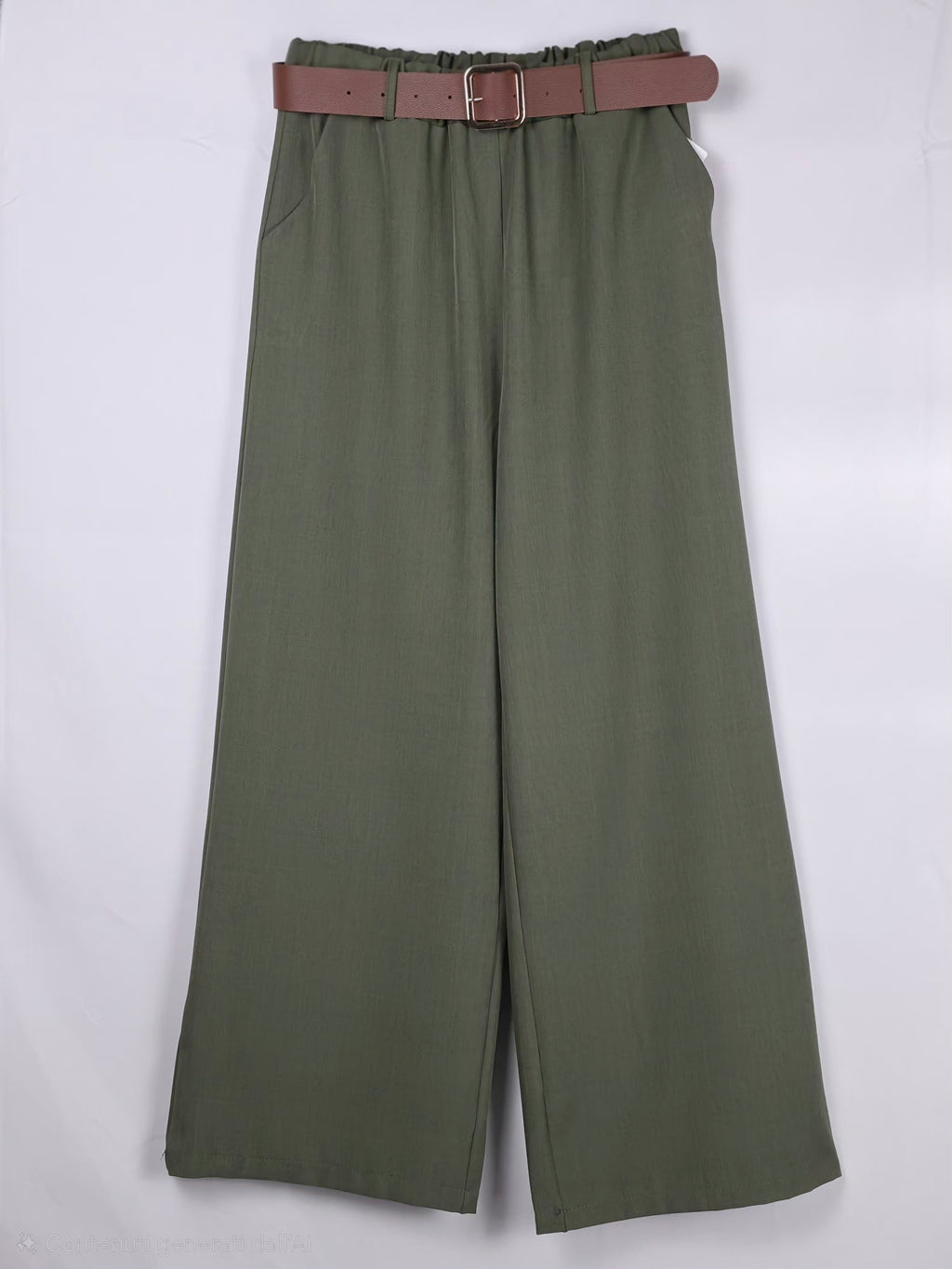 Pantaloni Ampi Donna con Elastico in Vita e Cintura Inclusa