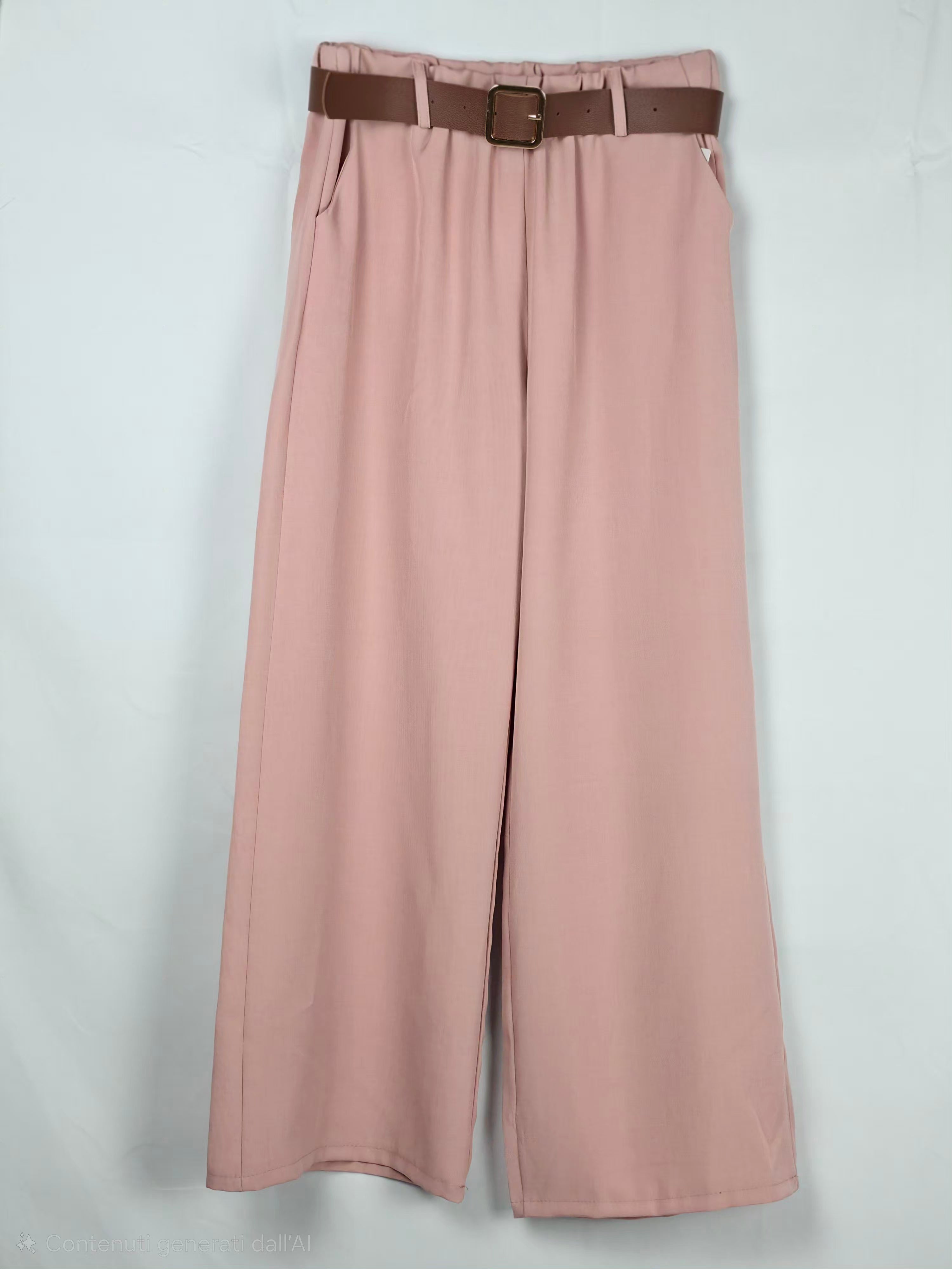 Pantaloni Ampi Donna con Elastico in Vita e Cintura Inclusa