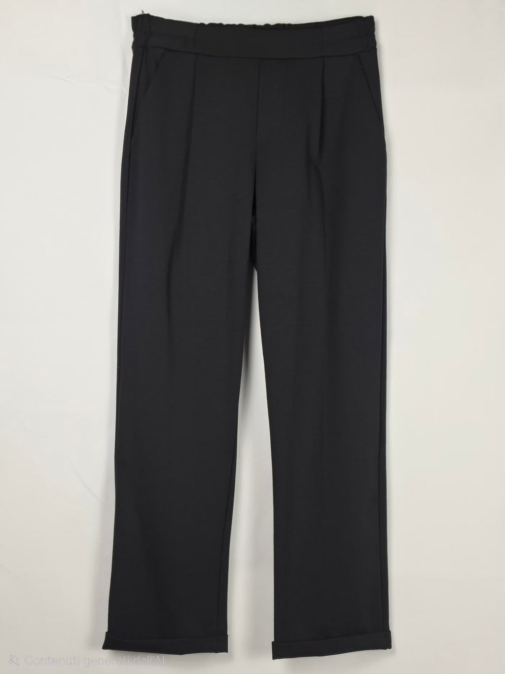 Pantaloni donna a vita elasticata a gamba dritta