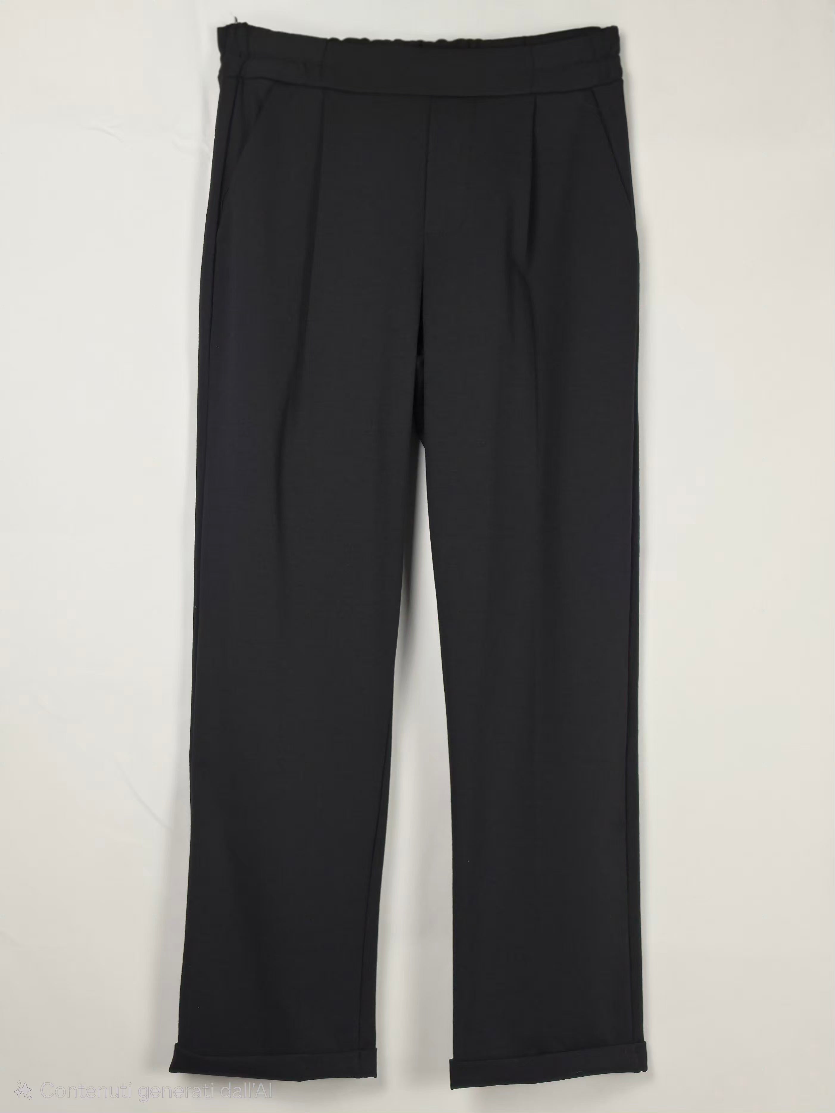 Pantaloni donna a vita elasticata a gamba dritta