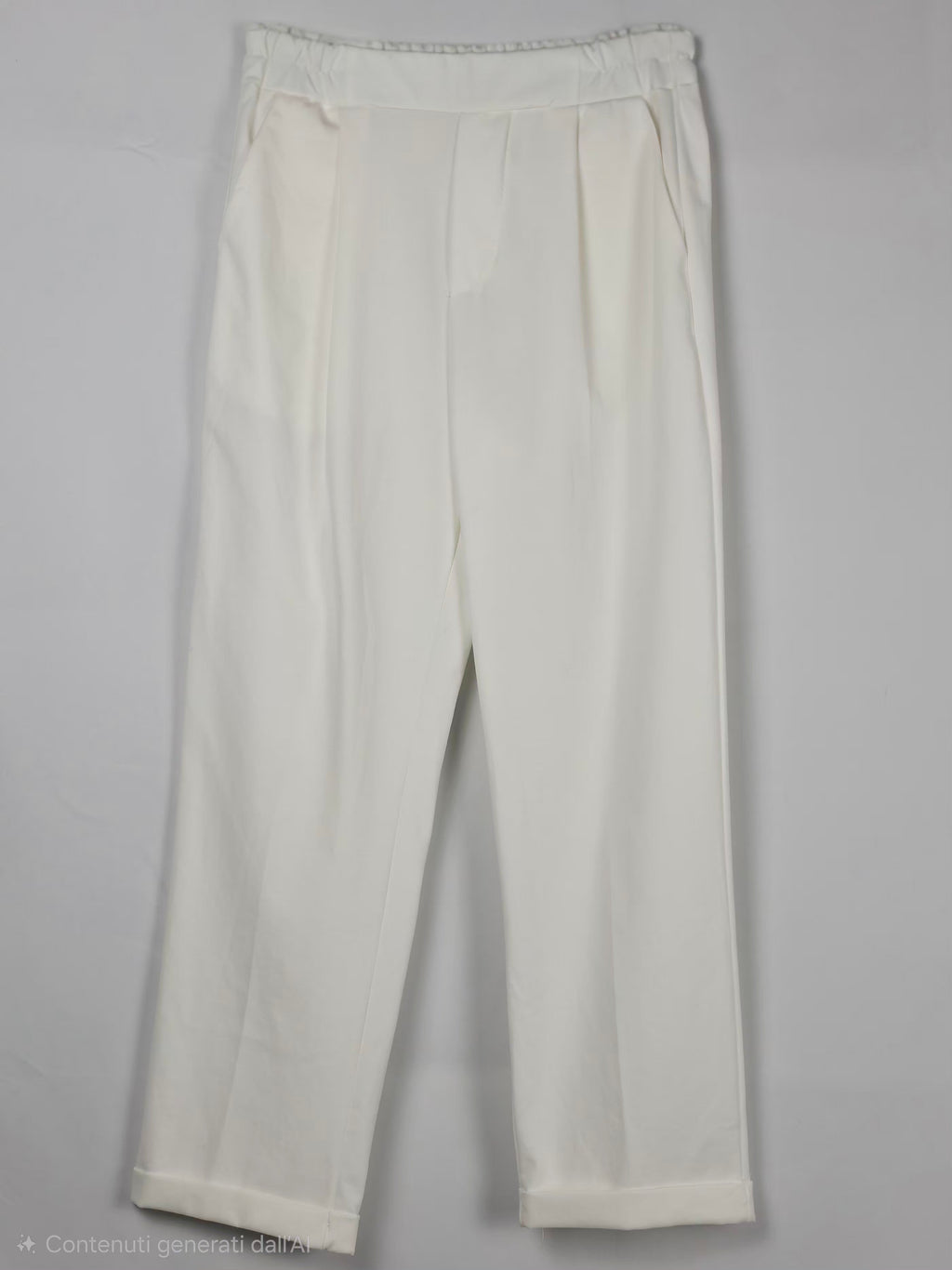 Pantaloni donna a vita elasticata a gamba dritta
