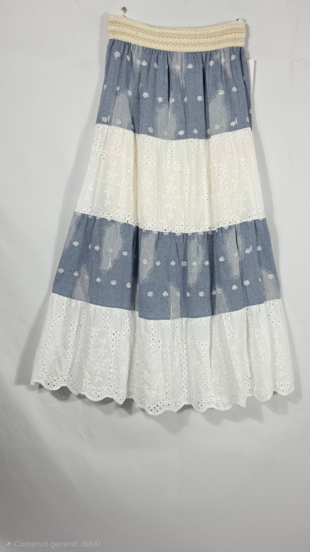Gonna lunga a balze con ricami e motivo floreale - Stile Boho Chic