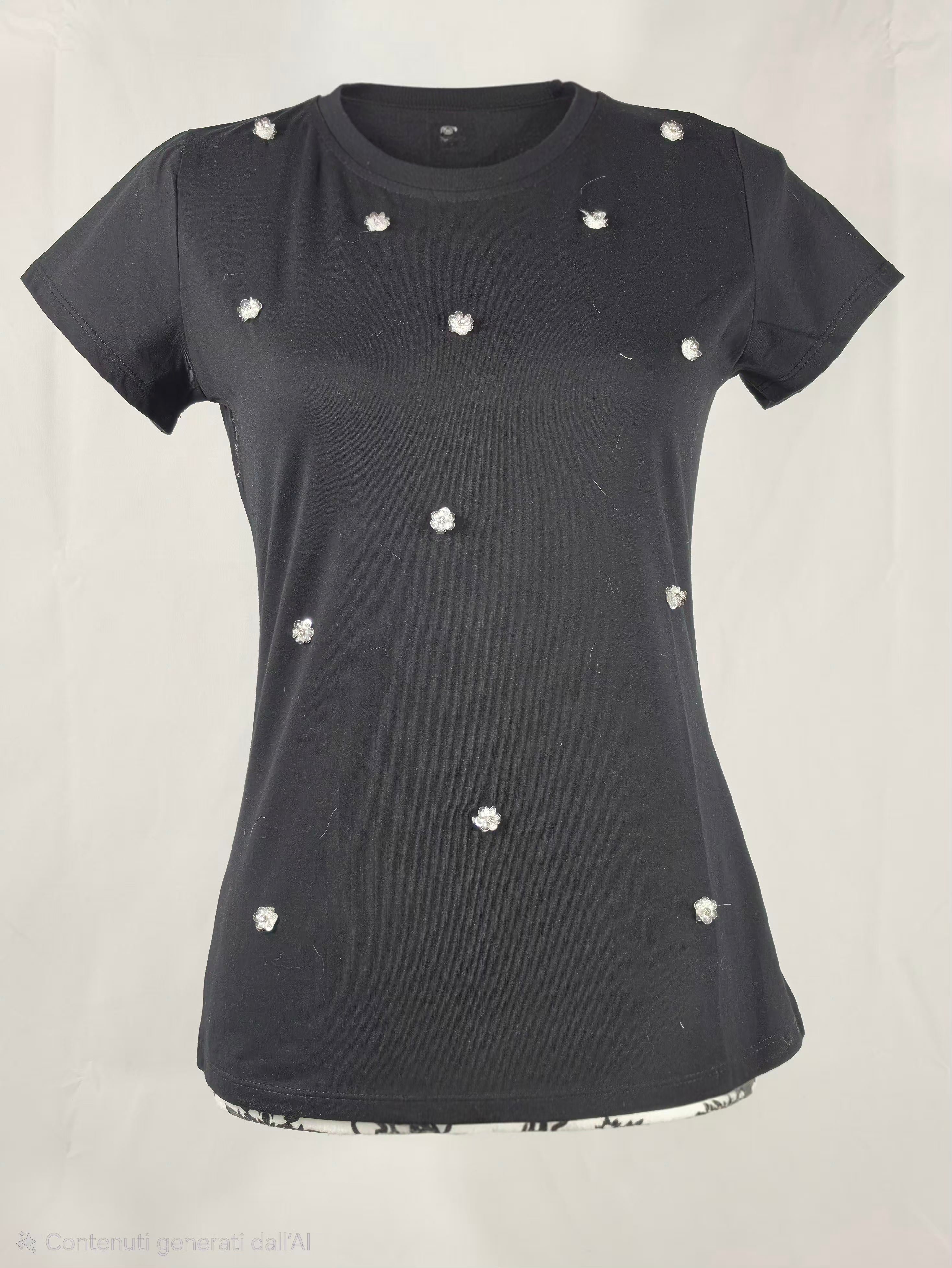 T-shirt Donna con Strass Brillanti