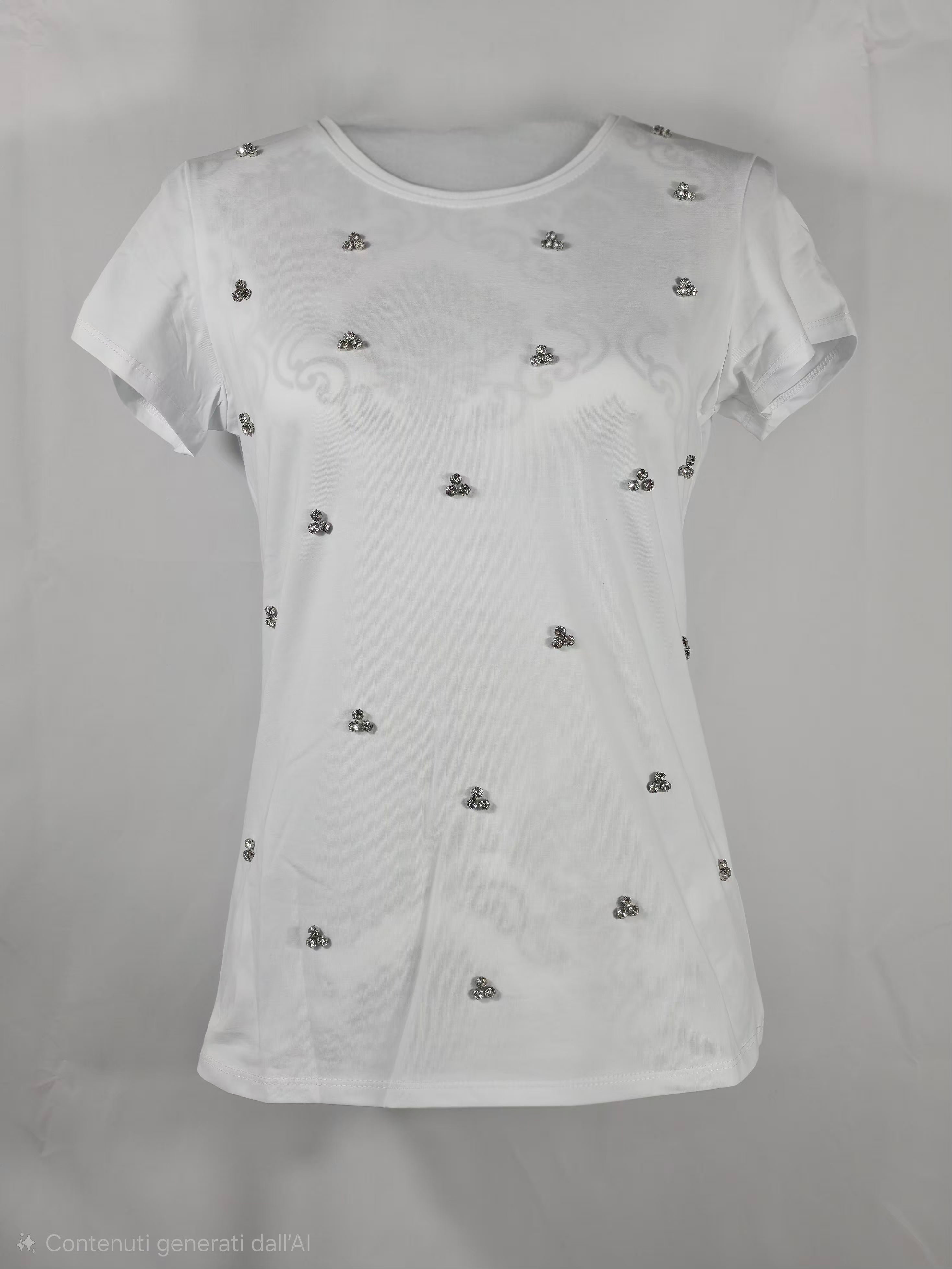 T-shirt Donna con Strass Brillanti